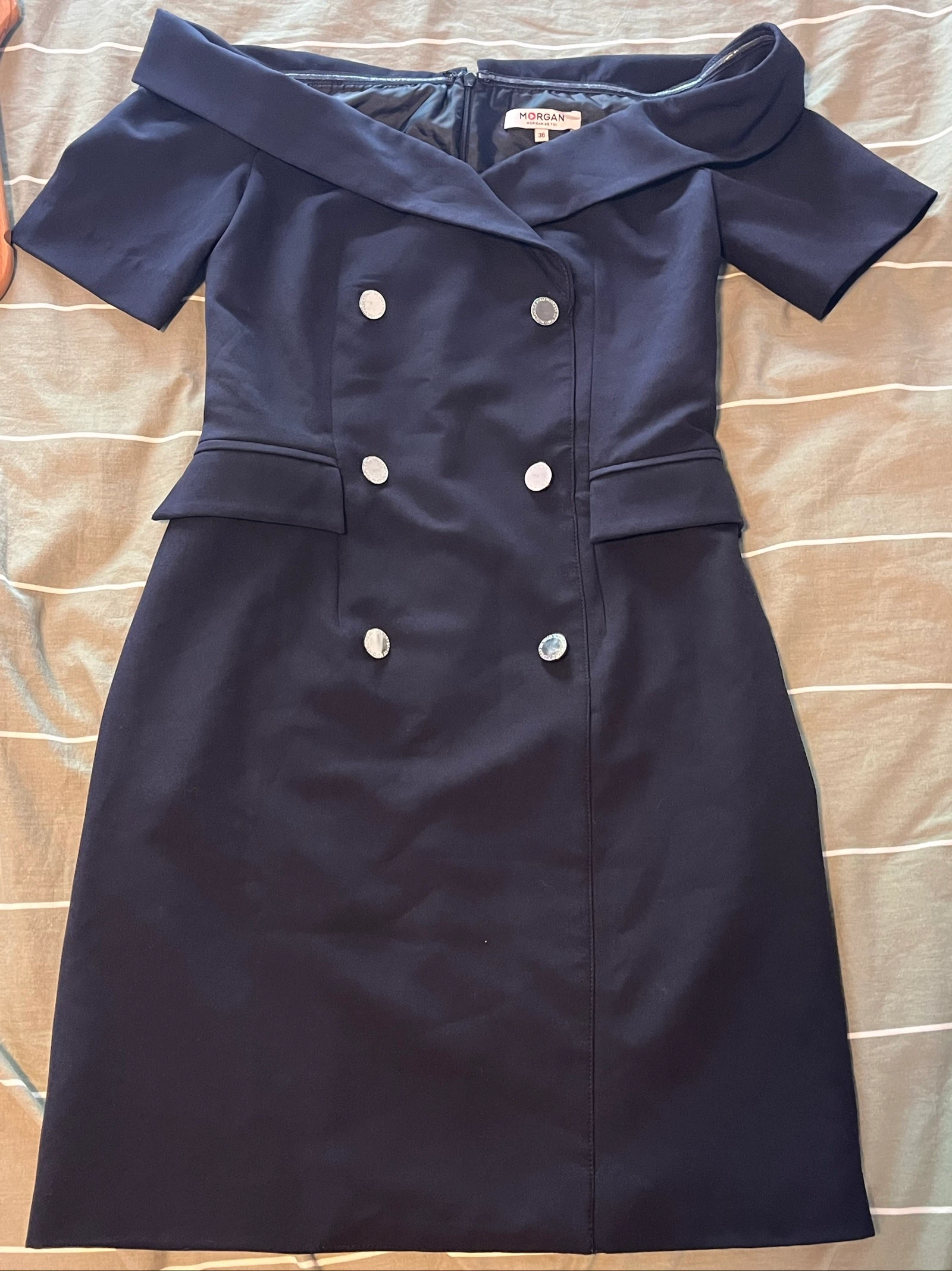 Robe Morgan col bardot Azul Marinho / 181-RILA.F T36 – photo 2